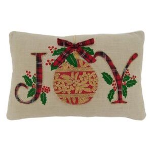 Saro Lifestyle Joy Holly and Ivy Decorative Pillow, 14" X 22"